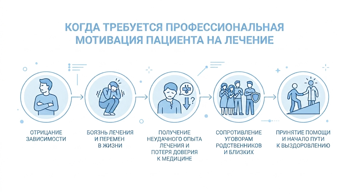 Признаки необходимости мотивации на лечение